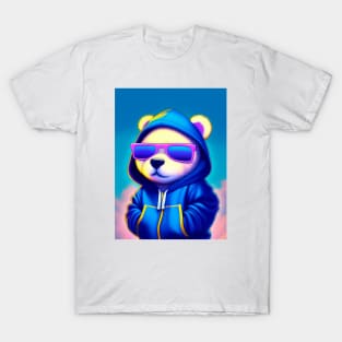 Cute Teddy Bear wearing hoodie and sunglasses T-Shirt